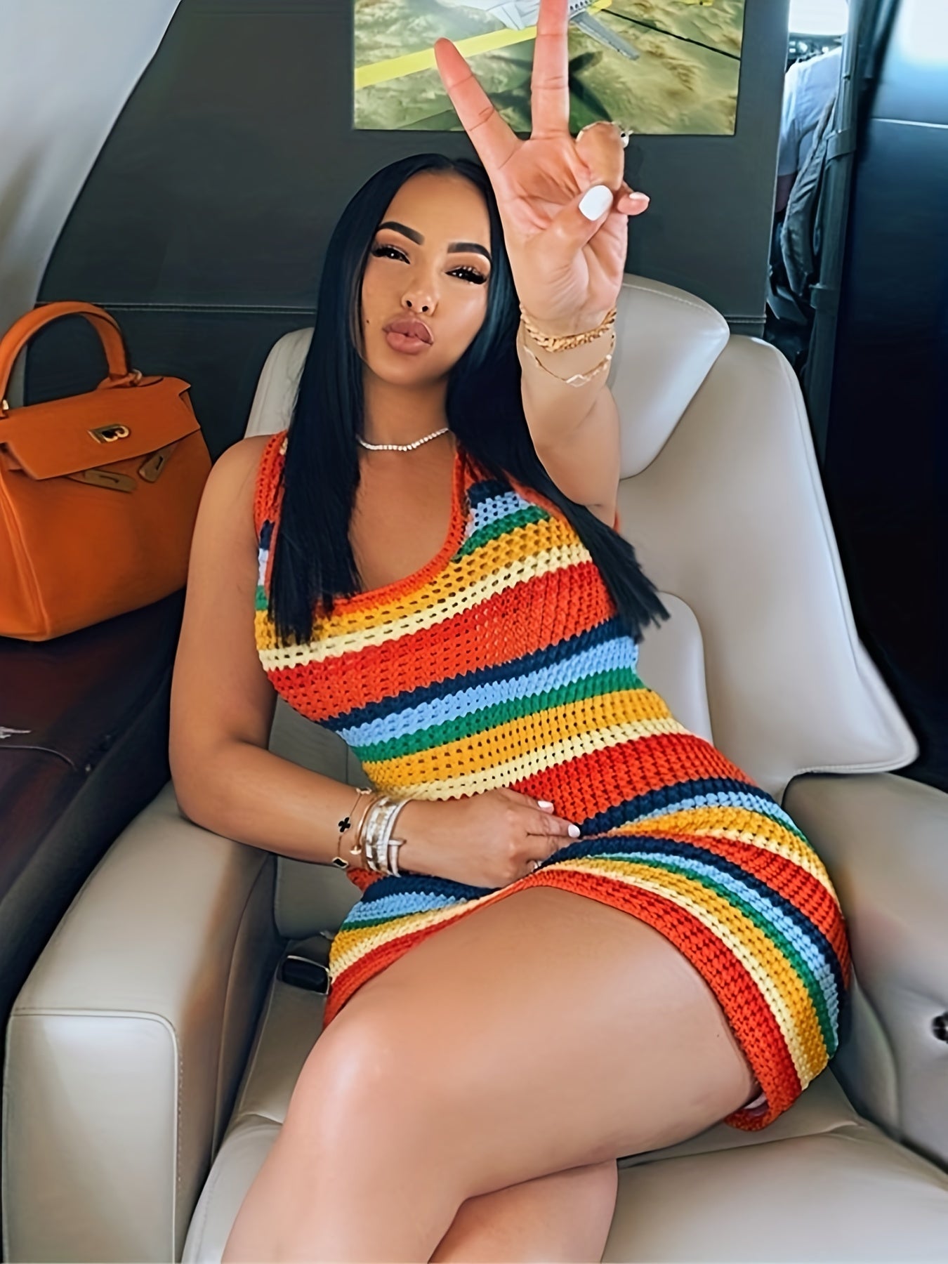Color Block Striped Dress, Vacation Bodycon Mini Dress, Women's Clothing